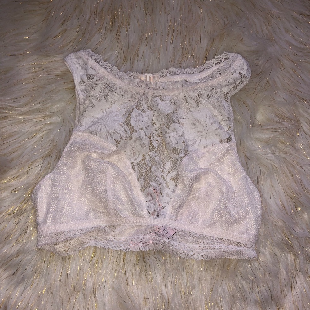 Victoria Secret Womens Bra Lace Halter White  M